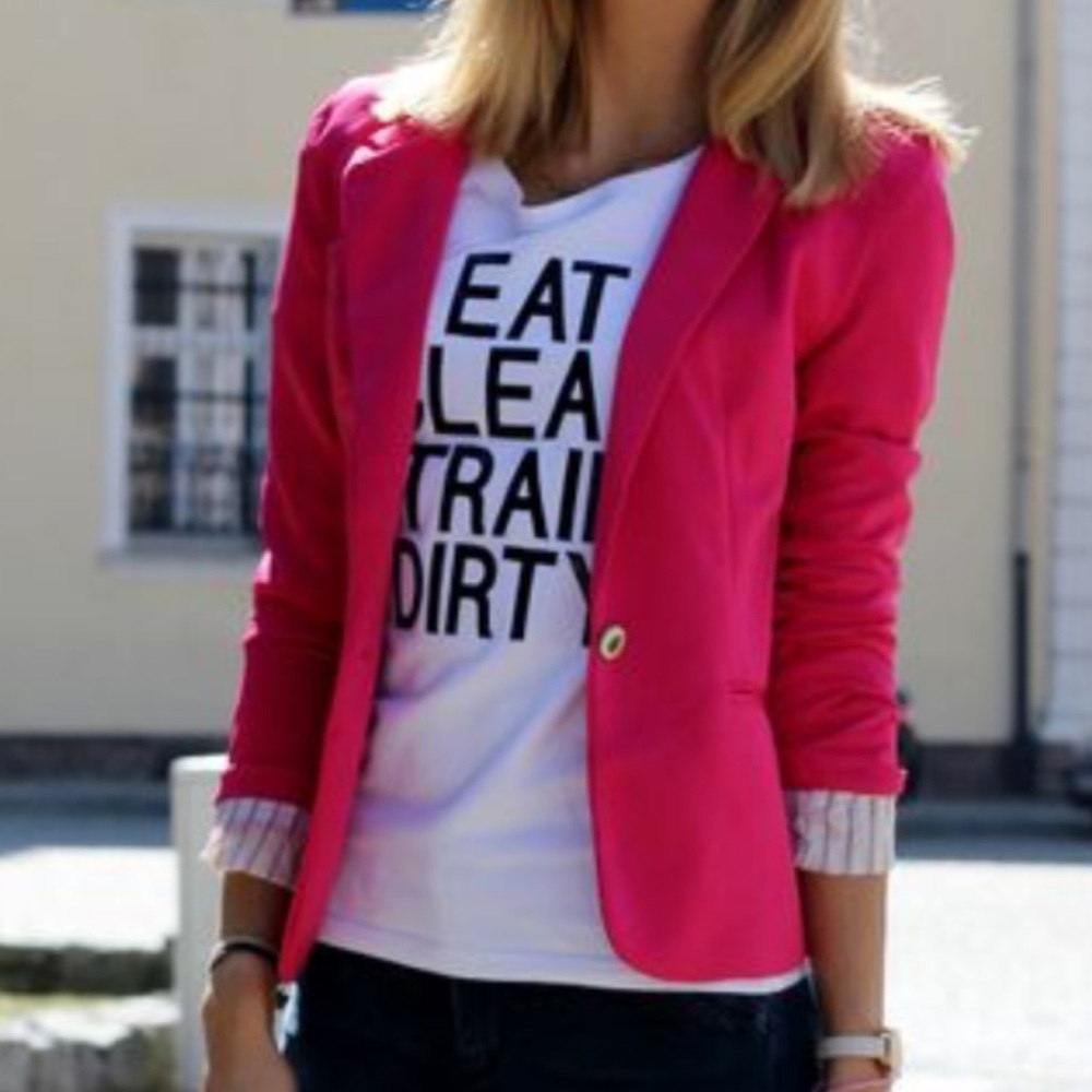 Zara Bright Pink Blazer Preppy Academia Size Medium